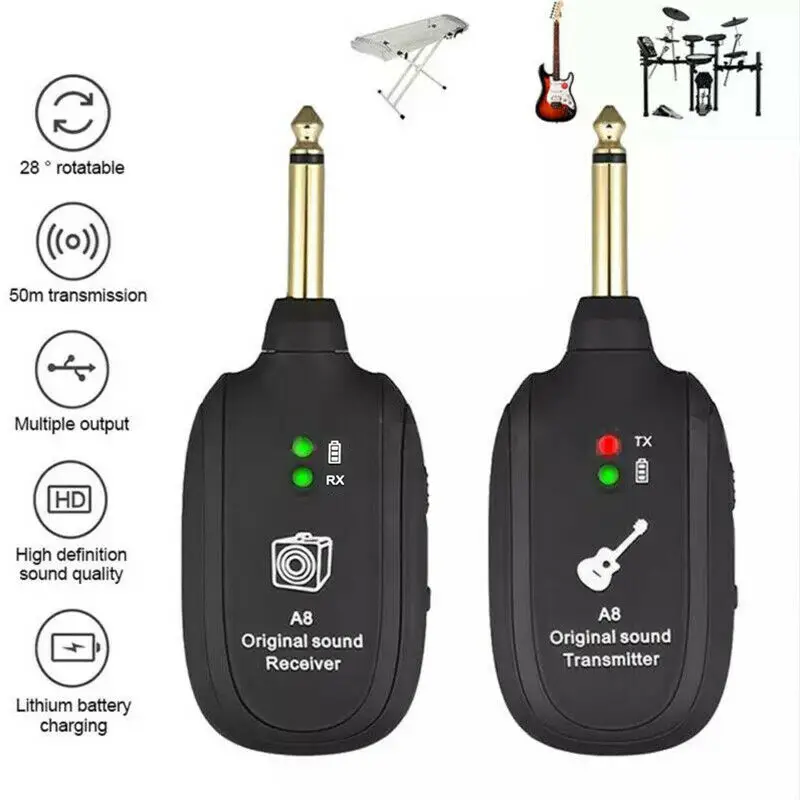 A8 Uhf Guitar Wireless -in Rechargeable Wireless Guitar For Guitar